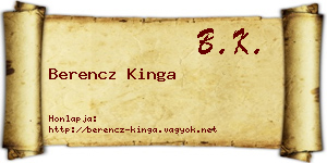 Berencz Kinga névjegykártya